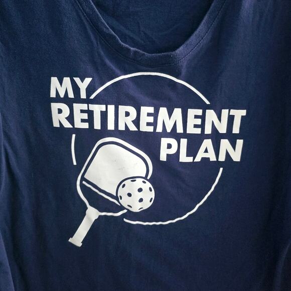 Port & Company Pickleball "My Retirement Plan" Navy Blue Long Sleeve Sporty - Picture 2 of 4